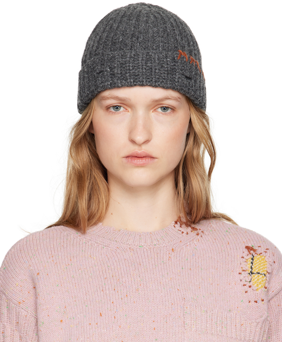 Shop Marni Gray Shetland Wool Beanie In 00n80 Granite