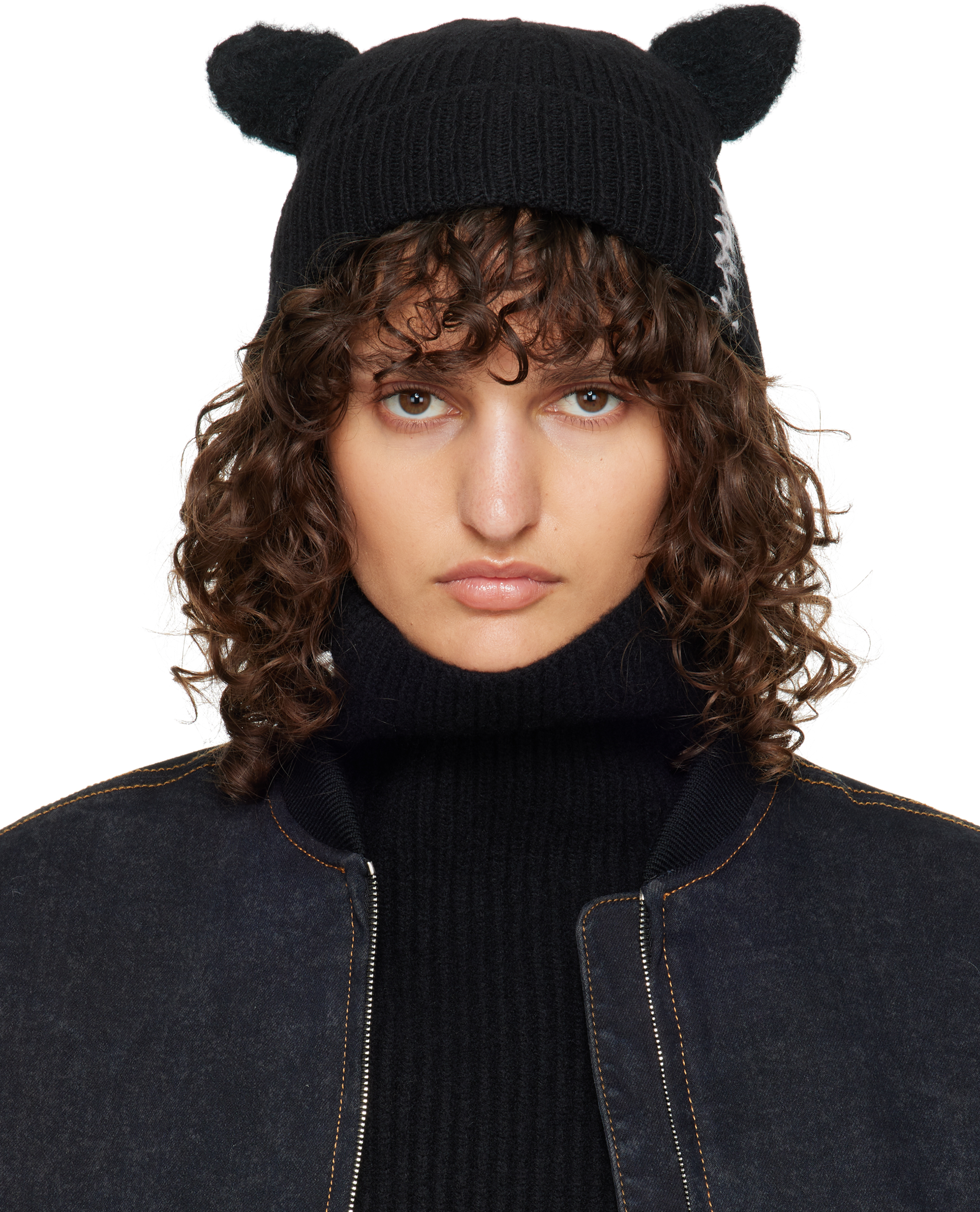 Black Wool & Mohair Ears Beanie by Marni on Sale
