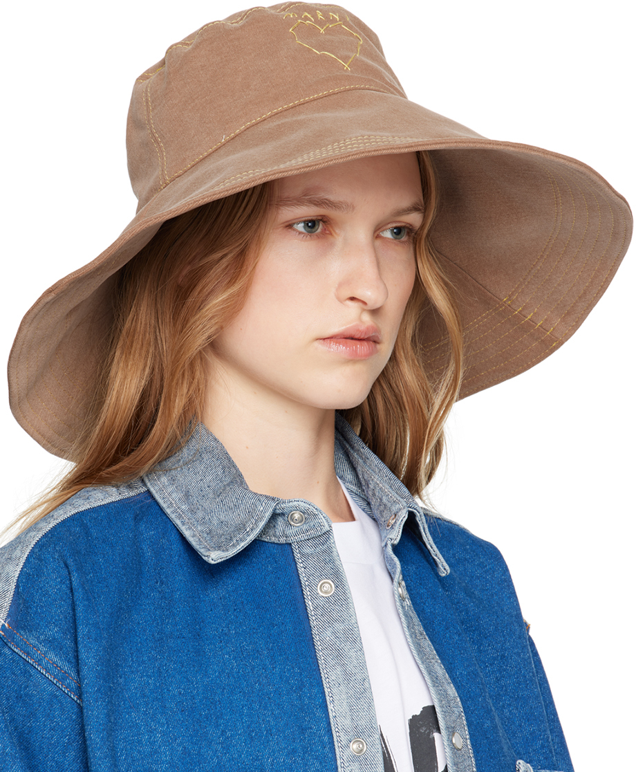 MARNI BROWN GARMENT-DYED DENIM HAT