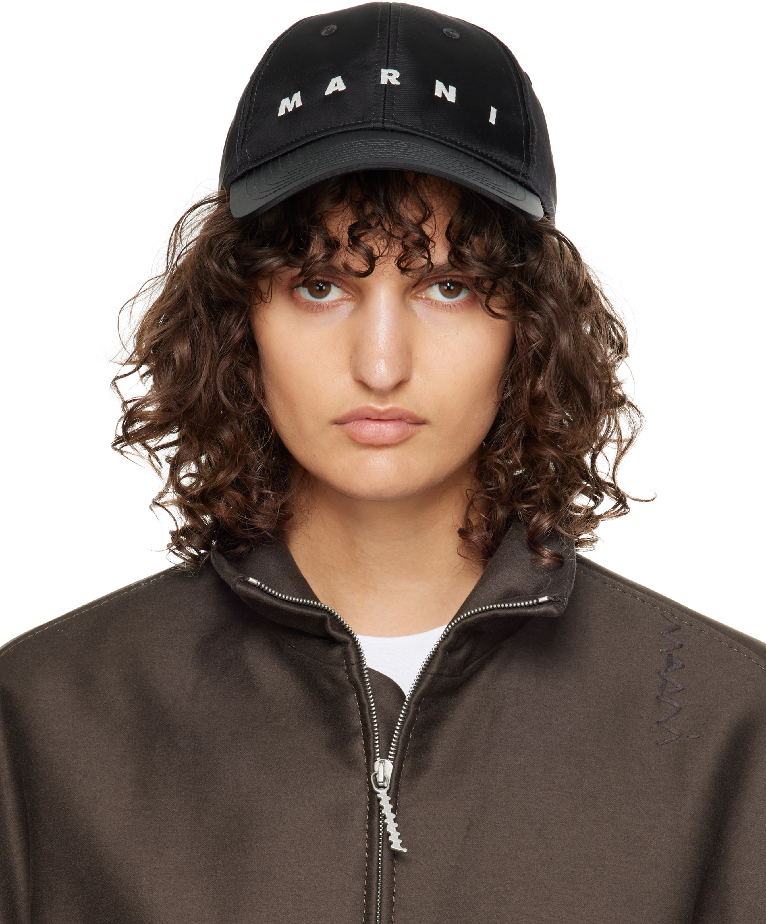 Marni Black Embroidered Logo Baseball Cap In 00n99 Black