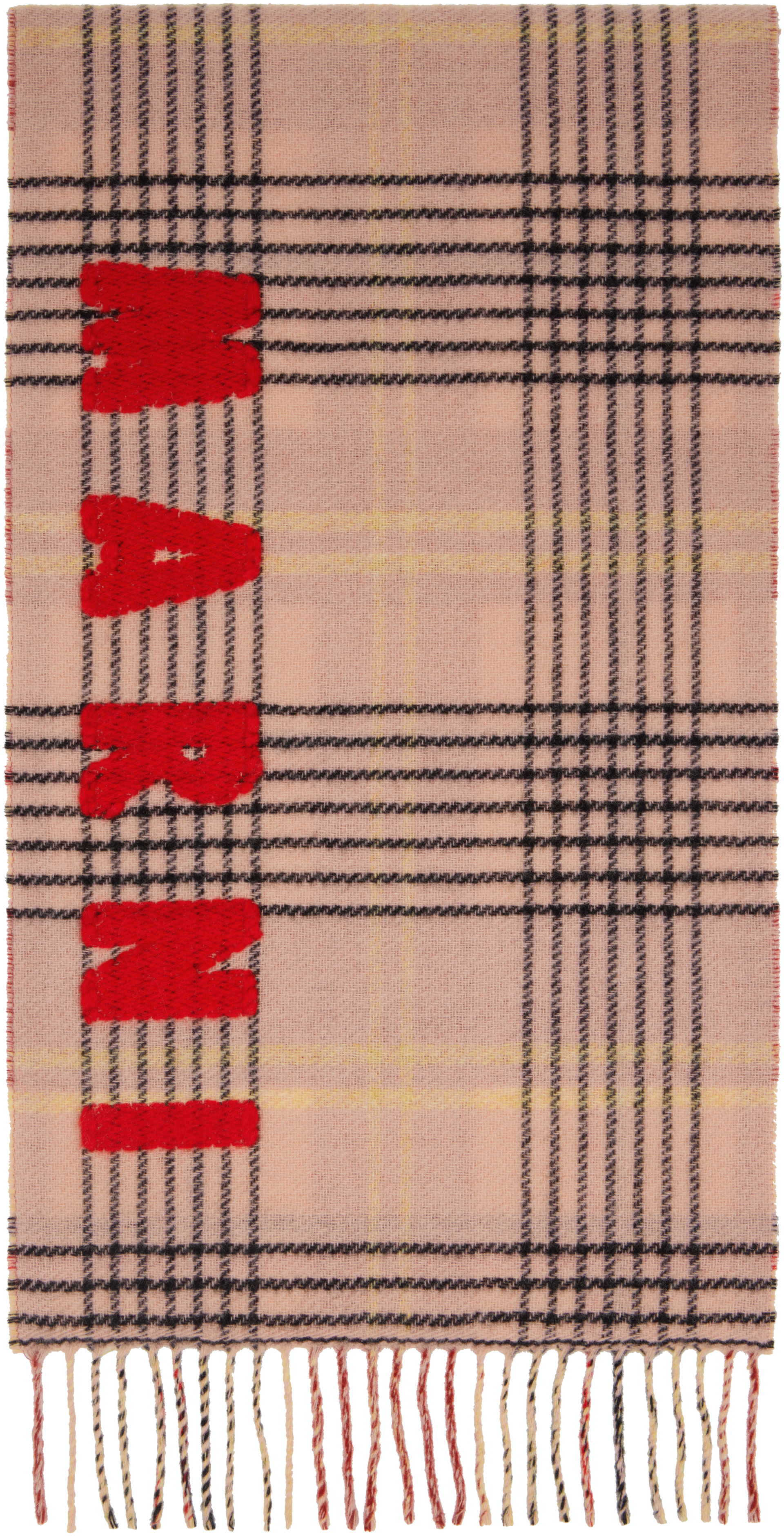 Beige Double Check Wool Scarf