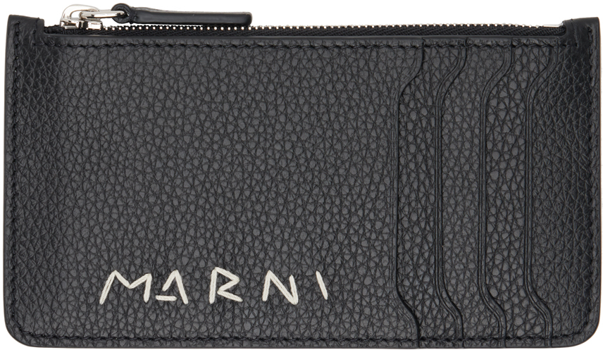 Shop Marni ブラック  Mending レザー カードケース In 00n99 Black