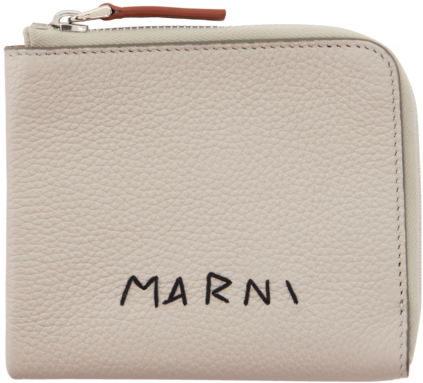 Shop Marni グレー ジップアラウンド ウォレット In 00n05 Light Grey