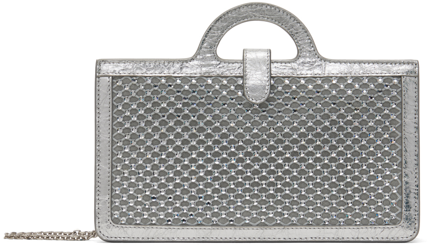 [Marni] ロング トロピカリア ウォレット バッグ ブラック レザー製 Tropicaliaロングウォレット、チェーン