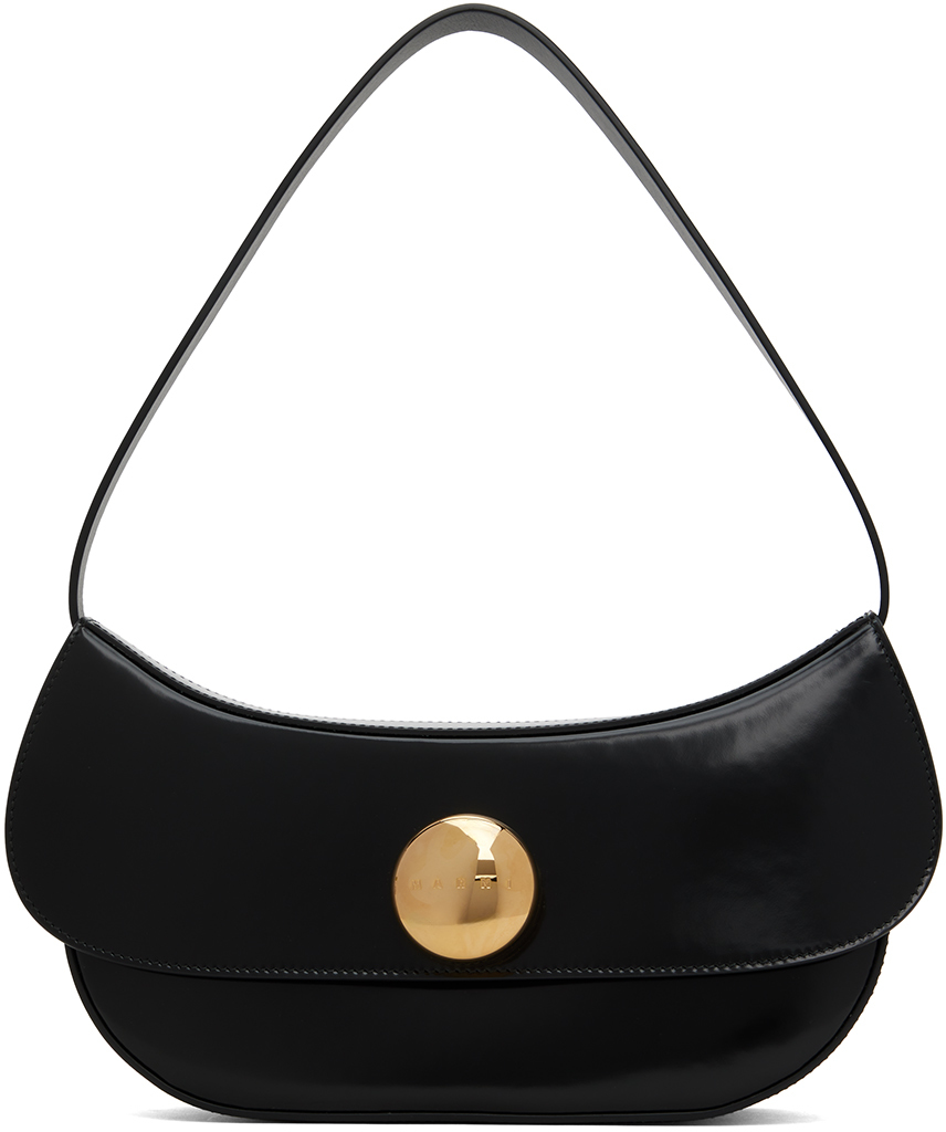 【MARNI】BUTTERFLY Medium Shoulder Bag Black Leather Butterfly Medium Bag by Marni on Sale