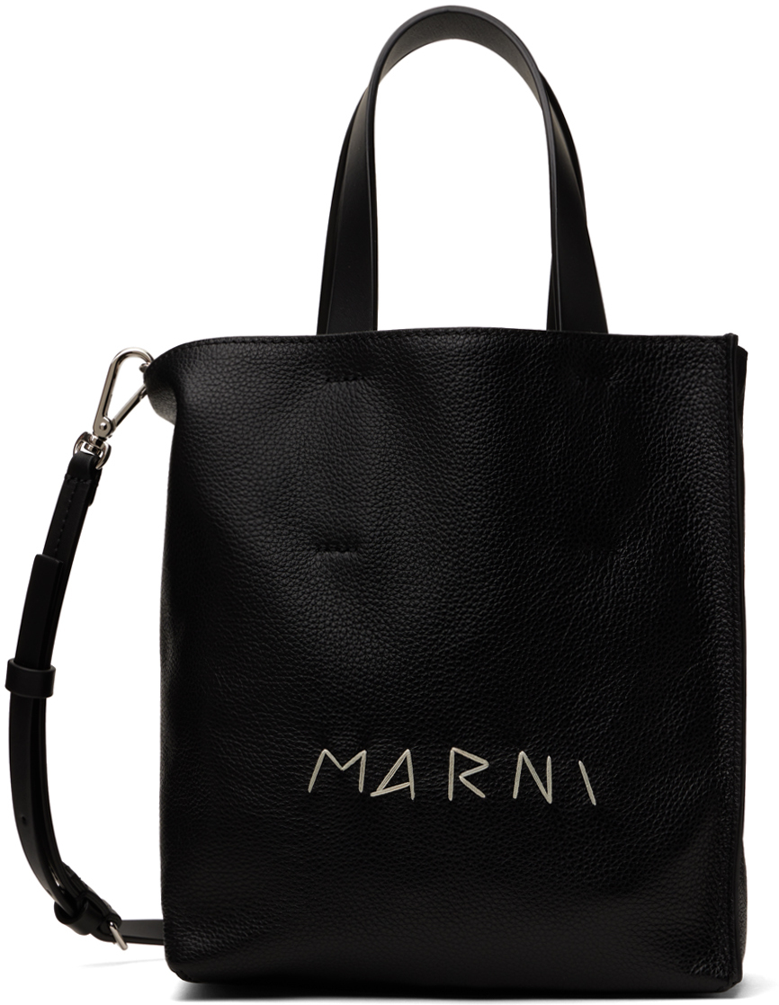 Shop Marni ブラック ミニ Museo Soft トートバッグ In 00n99 Black