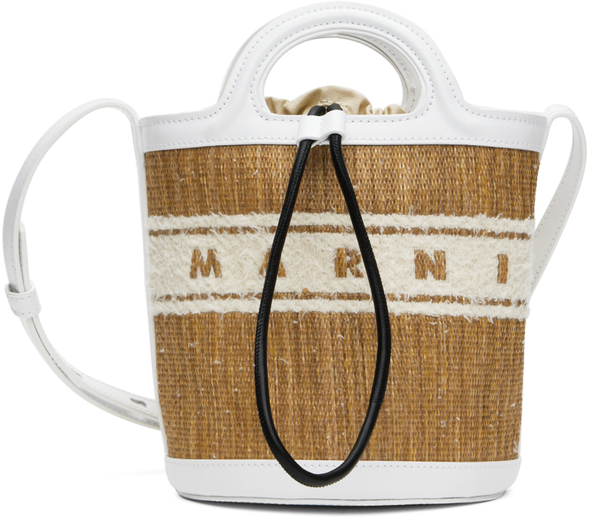 White Tropicalia Mini Bucket Bag