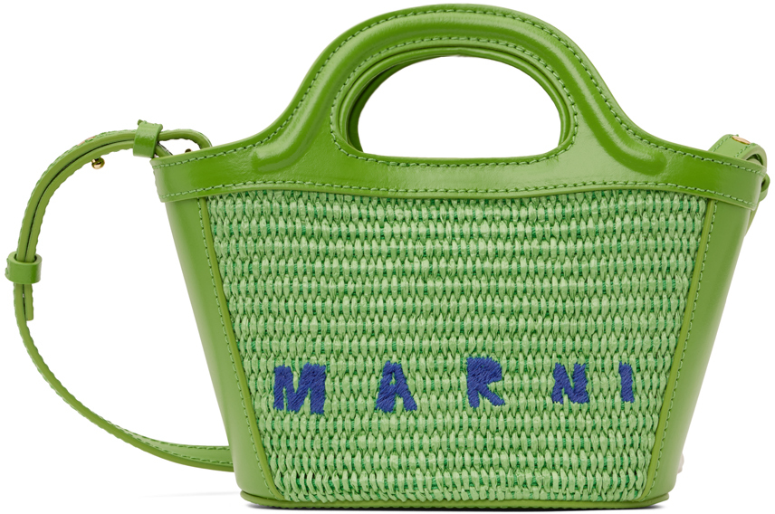 Shop Marni グリーン マイクロ Tropicalia トートバッグ In 00v40 Kiwi