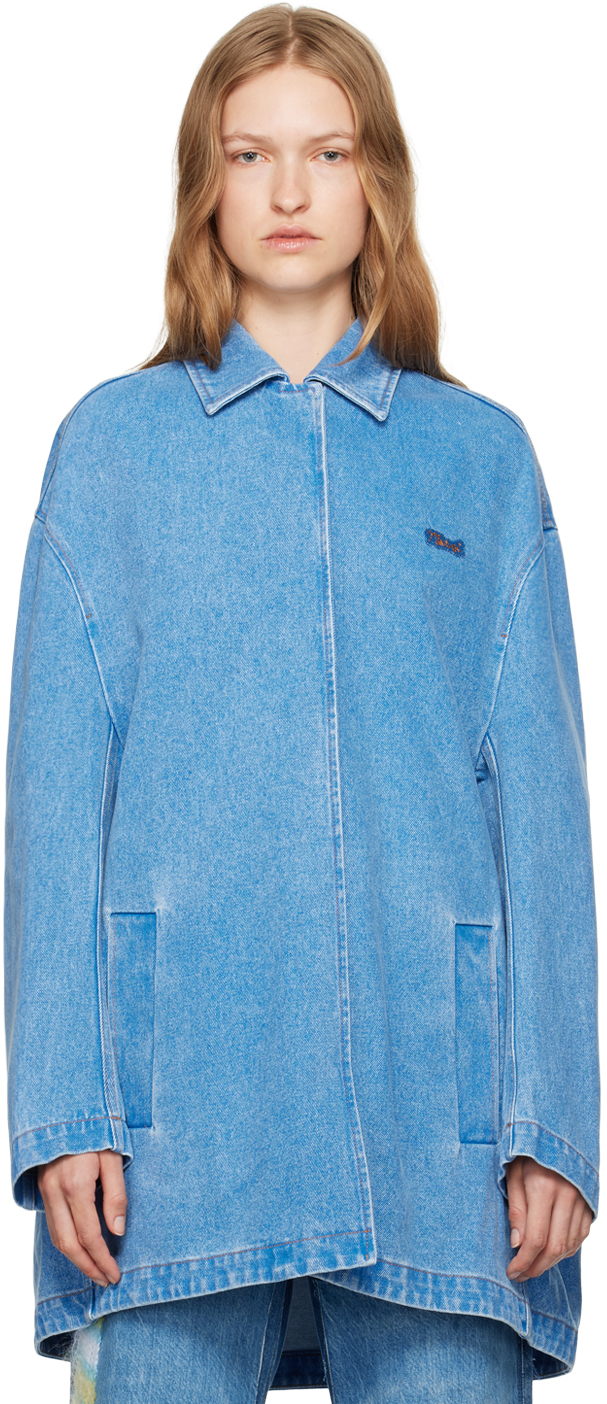 Shop Marni Blue Mending Patch Denim Jacket In Bdb44 Cobalt