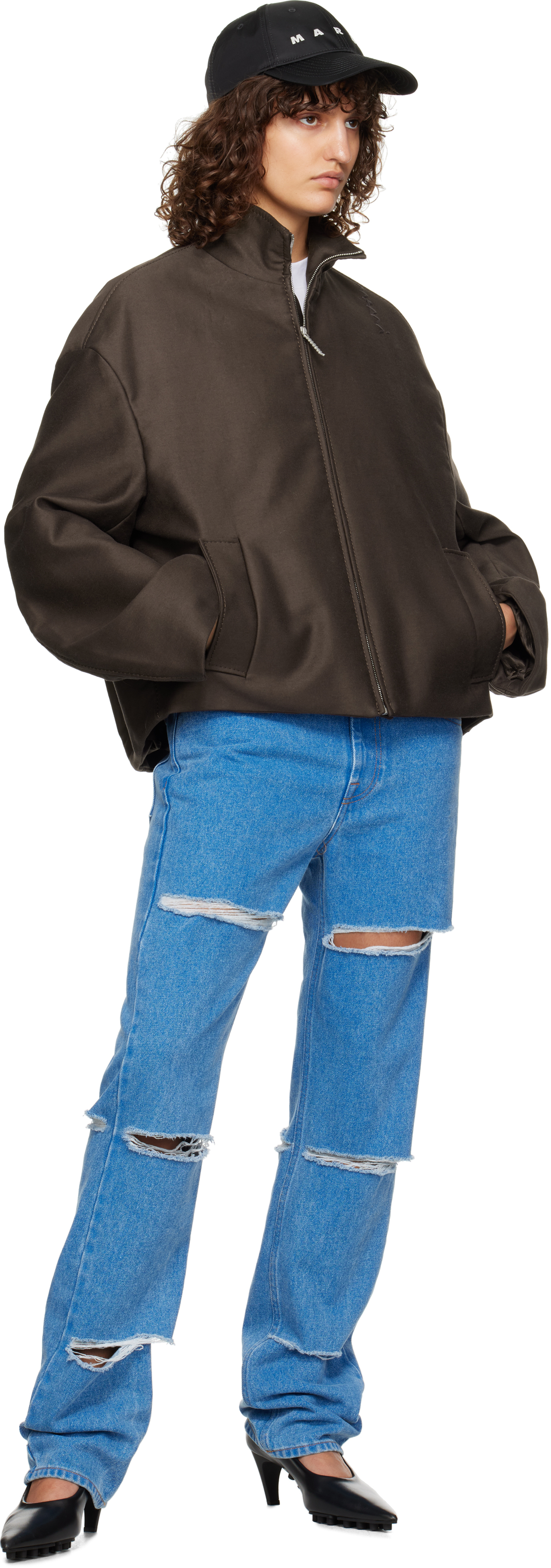 Marni Blue Slashed Boyfriend Jeans In Bdb44 Cobalt