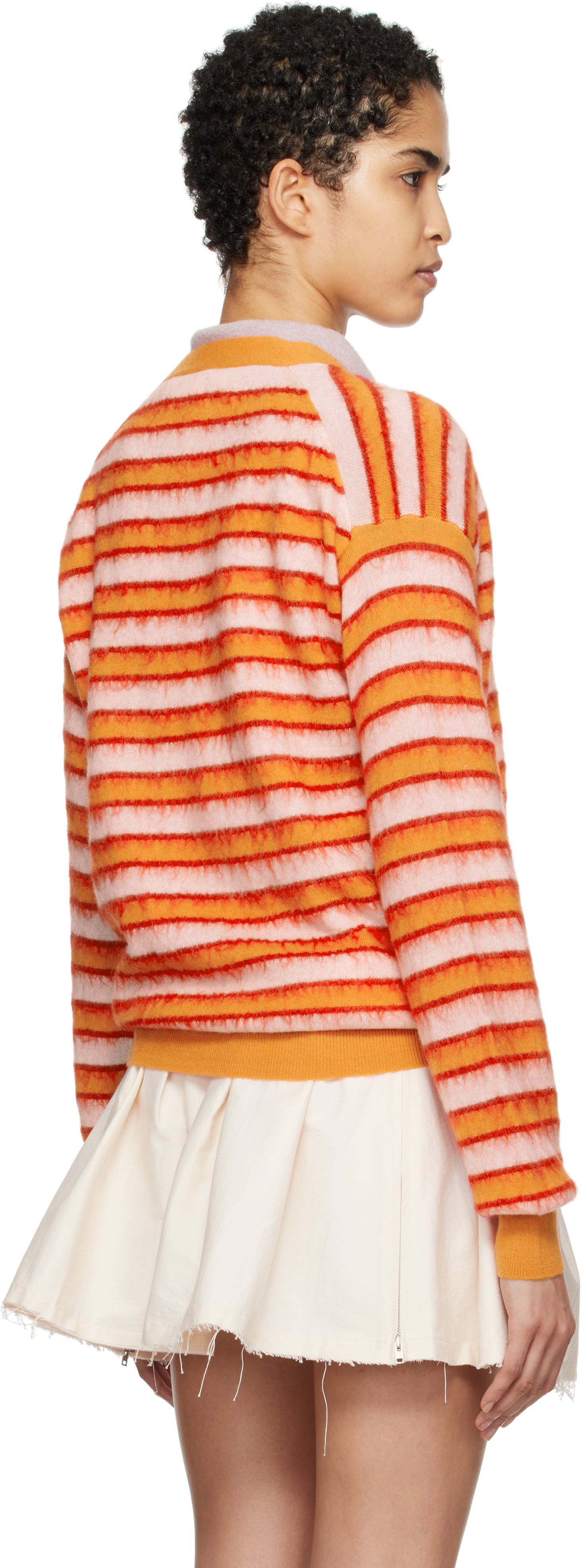 Marni Orange & Pink Wool-mohair Striped Cardigan In Rgr30 Arabesque