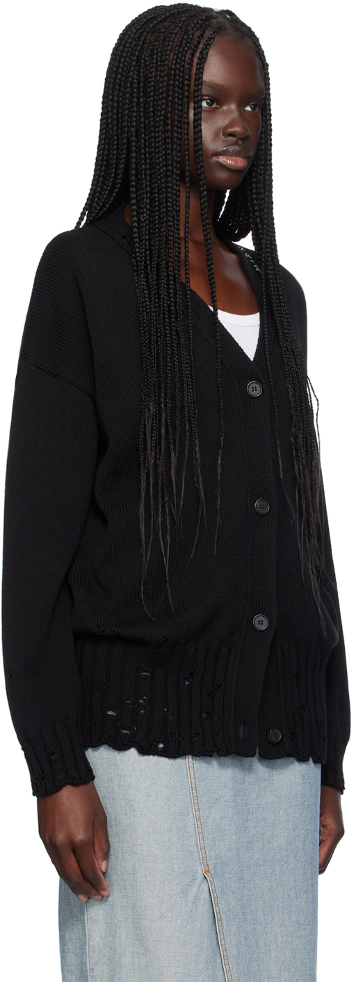 Marni Blue Silk And Wool Blend Cardigan With Contrasting Back Panel In 00n99 Black