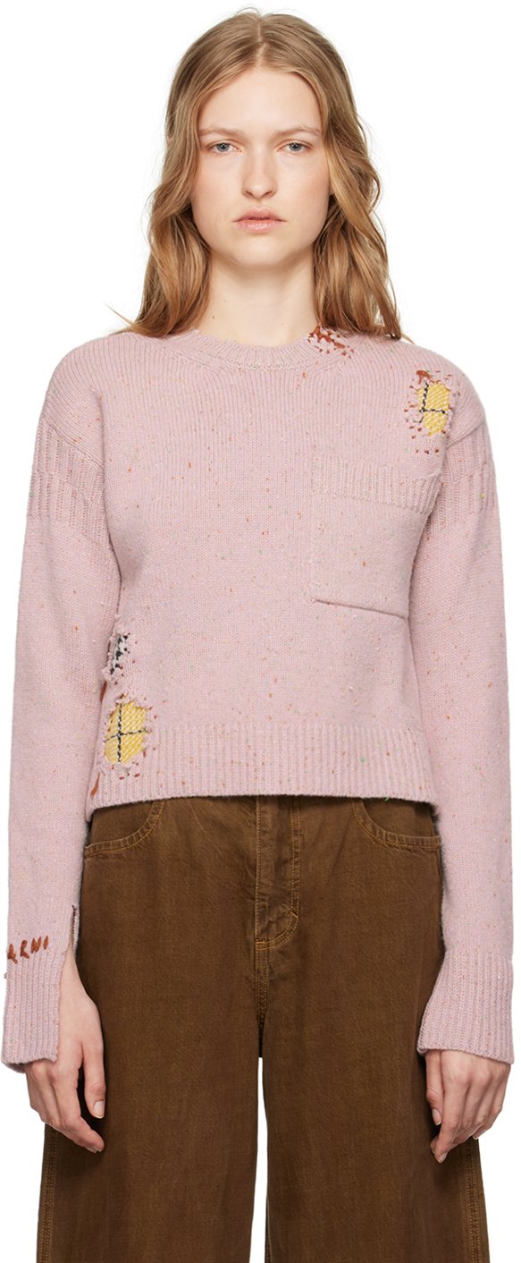 Shop Marni Pink Mending Patches Sweater In 00c06 Peony