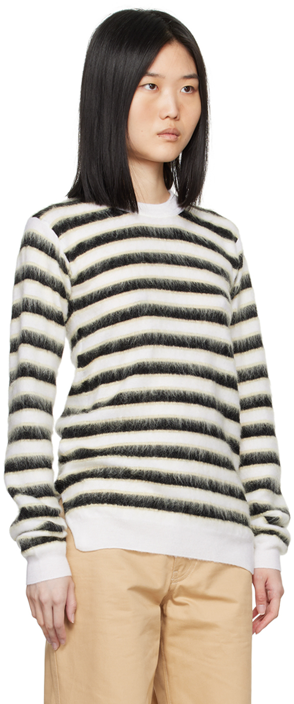 Marni Striped Crewneck Pullover In Rgw05 Alabaster