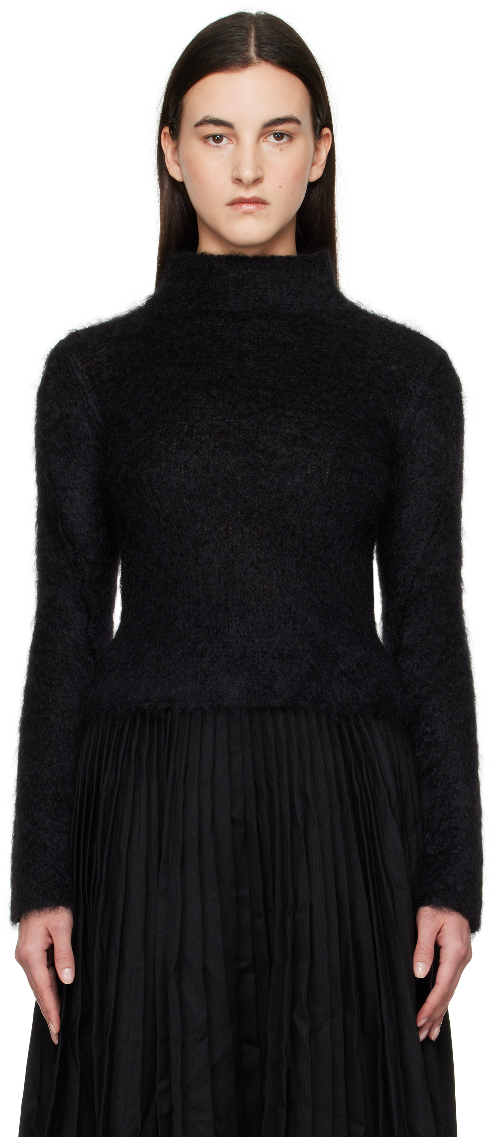 Black Brushed Mohair Sweater