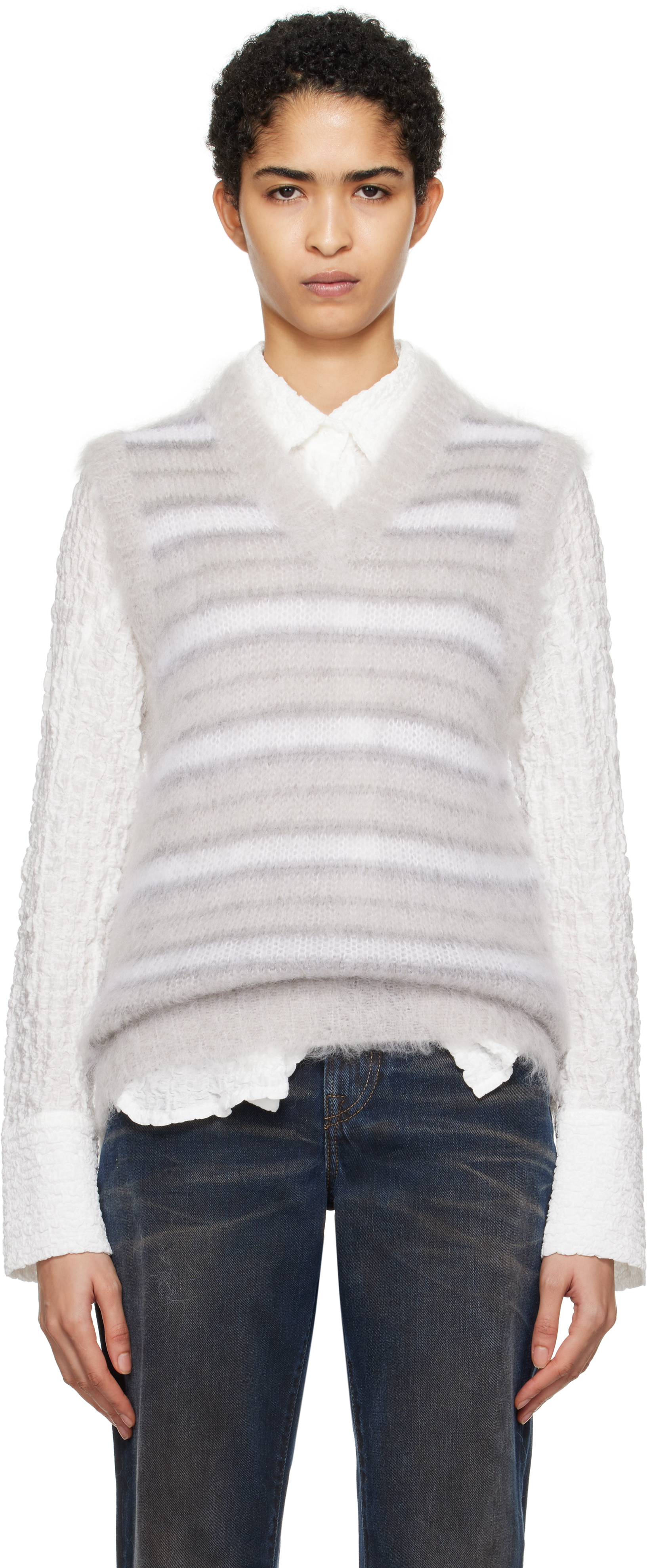 Marni Gray Fuzzy Wuzzy Vest In Rgn02 Tonic