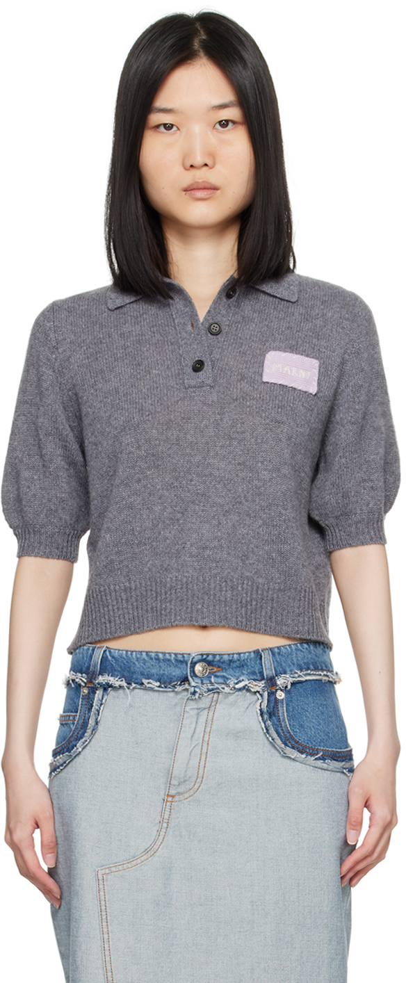 Shop Marni Gray Cashmere Polo In 00n60 Graphite