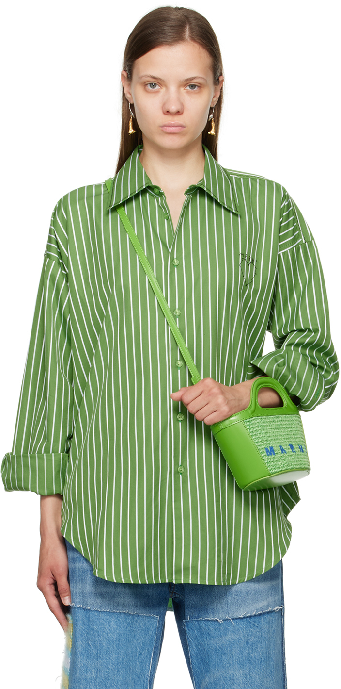 MARNI GREEN & WHITE STRIPED SHIRT 