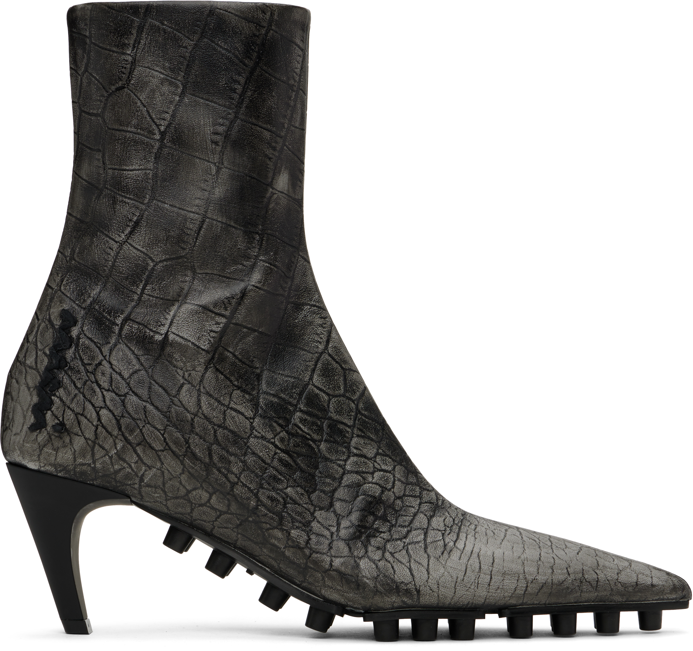 Gray Spike Ankle Boots