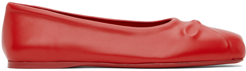 Red Seamless Little Bow Ballerina Flats
