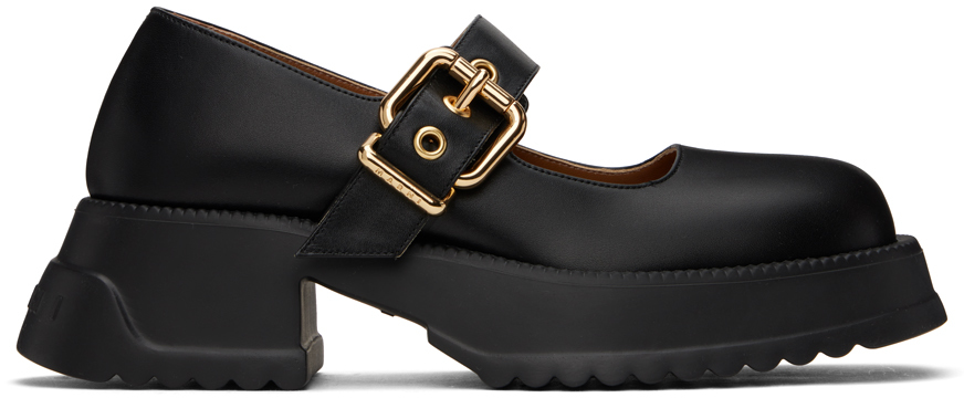 Shop Marni Black Mary Jane Platform Loafers In 00n99 Black