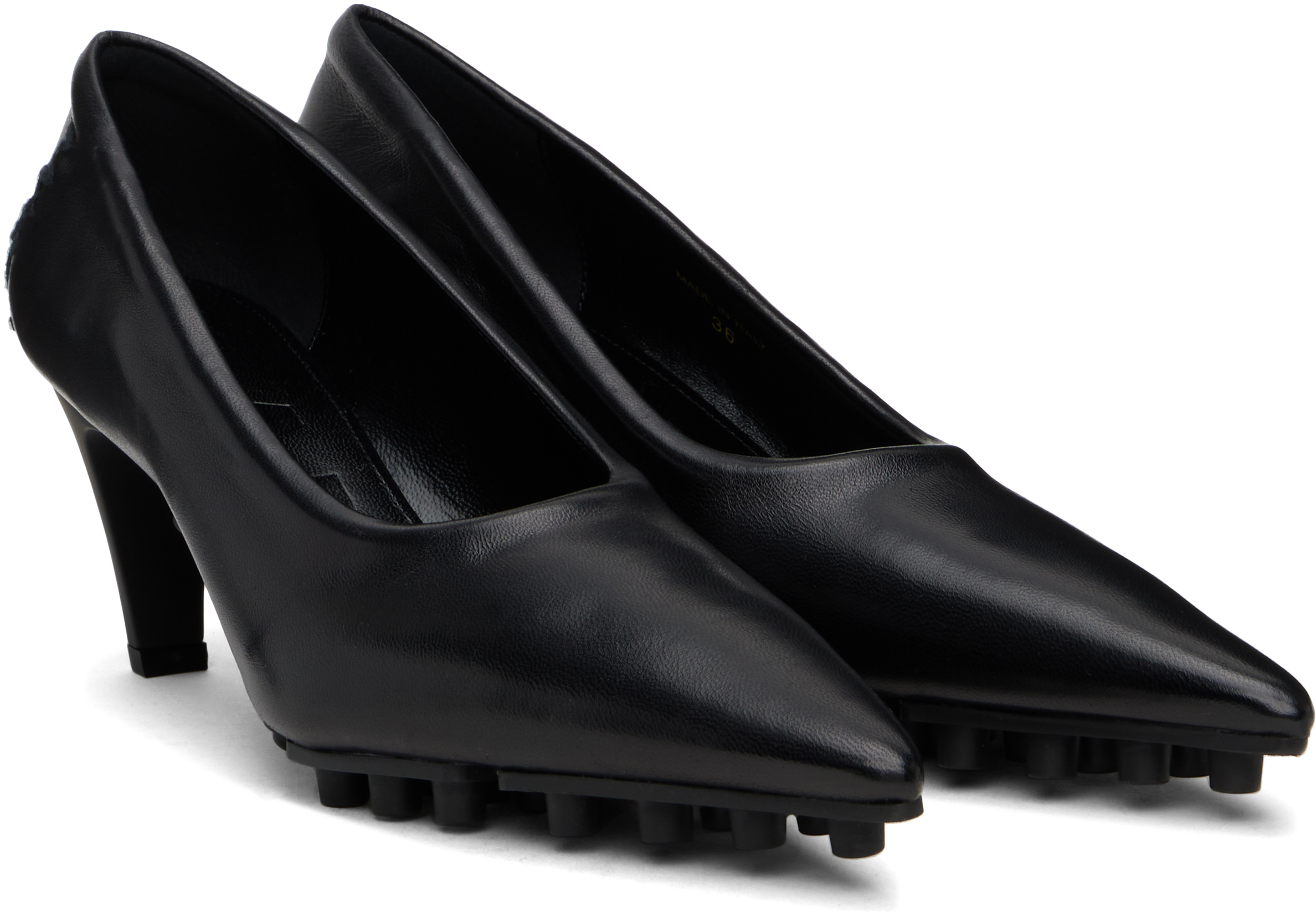 Marni Black Nappa Spike Heels In 00n99 Black