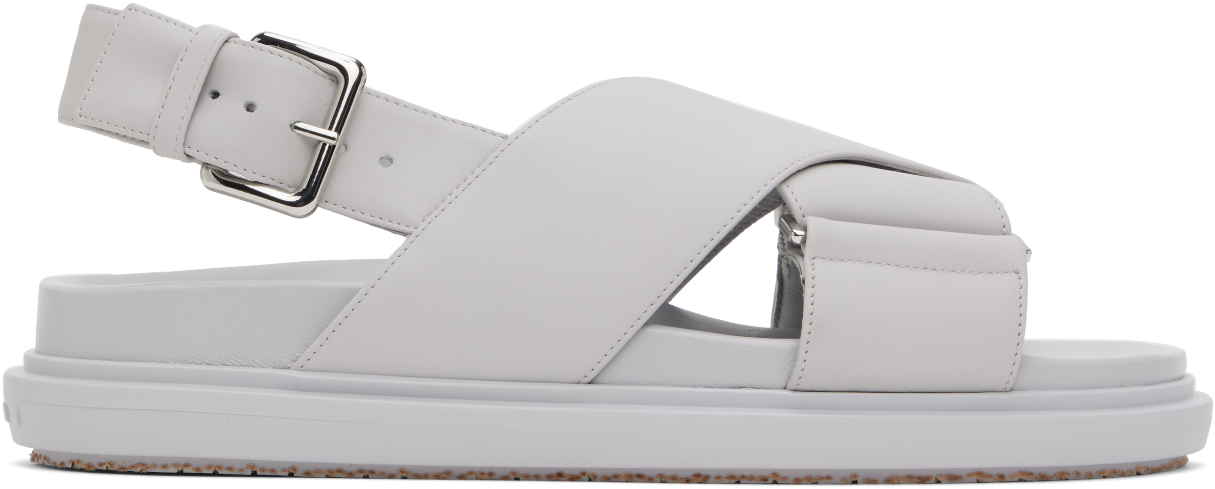 Shop Marni Gray Leather Fussbett Sandals In 00n15 Sodium