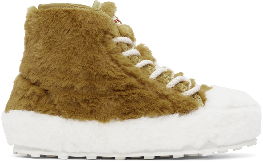 Tan & White Teddy Tennis Sneakers