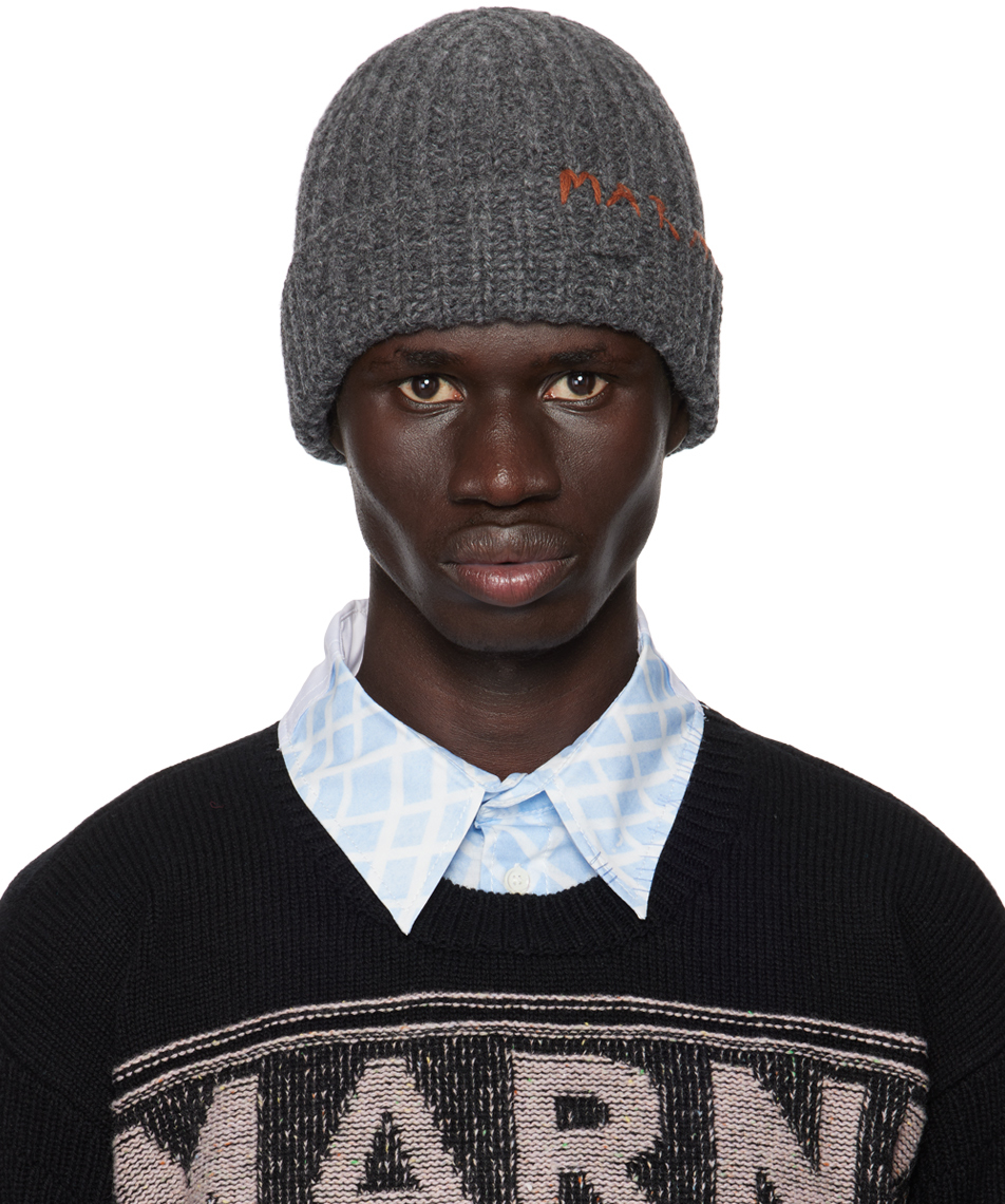 Marni Gray Shetland Wool Beanie In 00n80 Granite