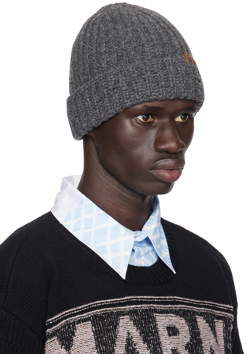 MARNI GRAY SHETLAND WOOL BEANIE