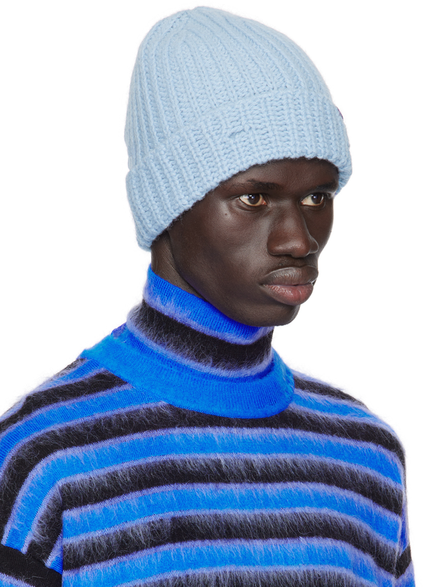 Marni Blue Shetland Wool Beanie In 00b29 Smoke Blue