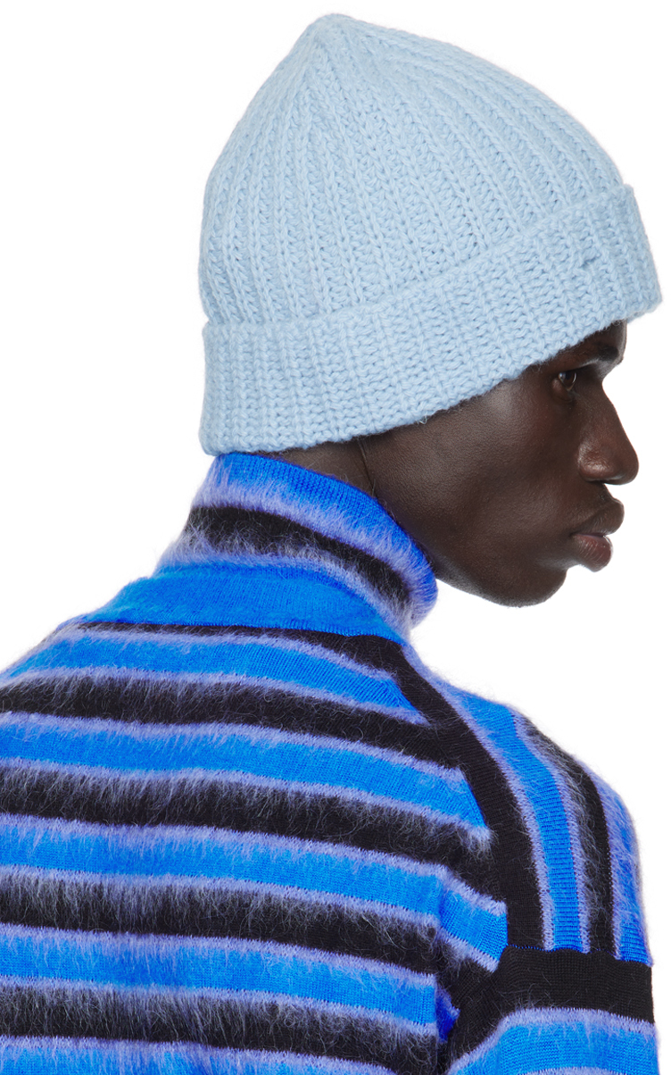 Marni Blue Shetland Wool Beanie In 00b29 Smoke Blue