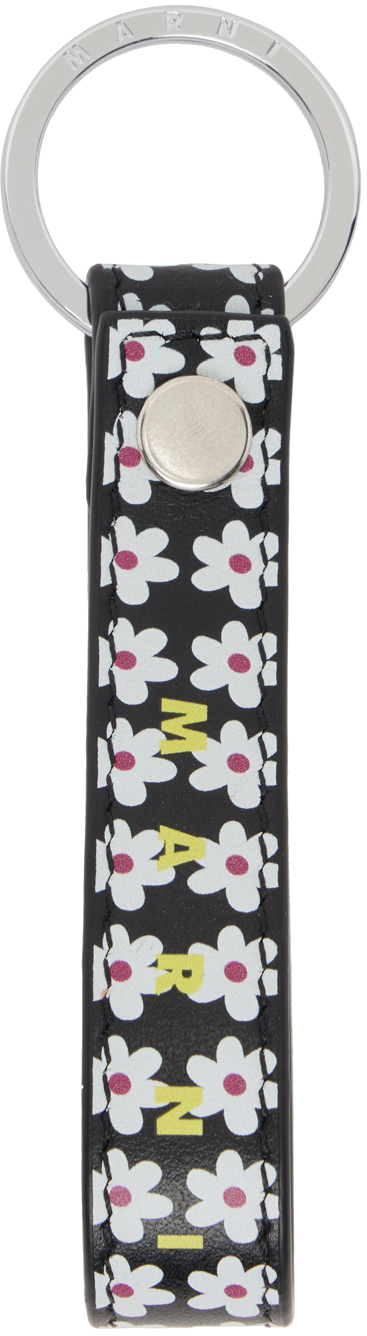 Black & White Daisy Keychain