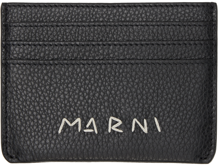 Shop Marni ブラック レザー  Mending カードケース In 00n99 Black