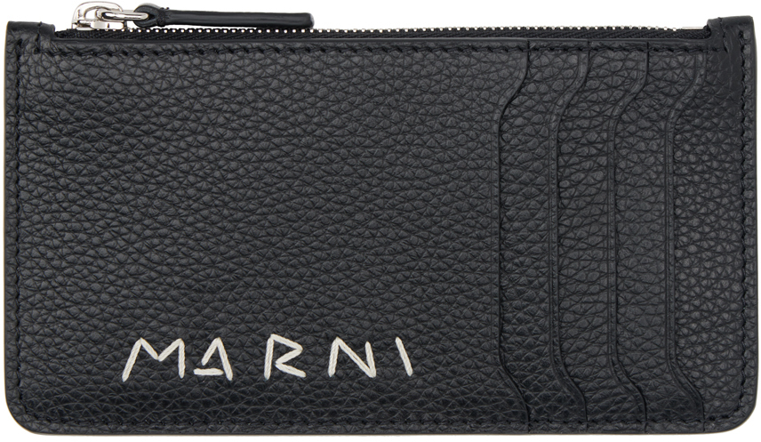 Shop Marni ブラック レザー  Mending カードケース In 00n99 Black