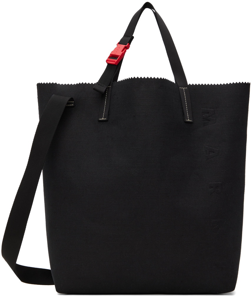 Marni Black Canvas Tribeca Shopper Tote In 00n99 Black