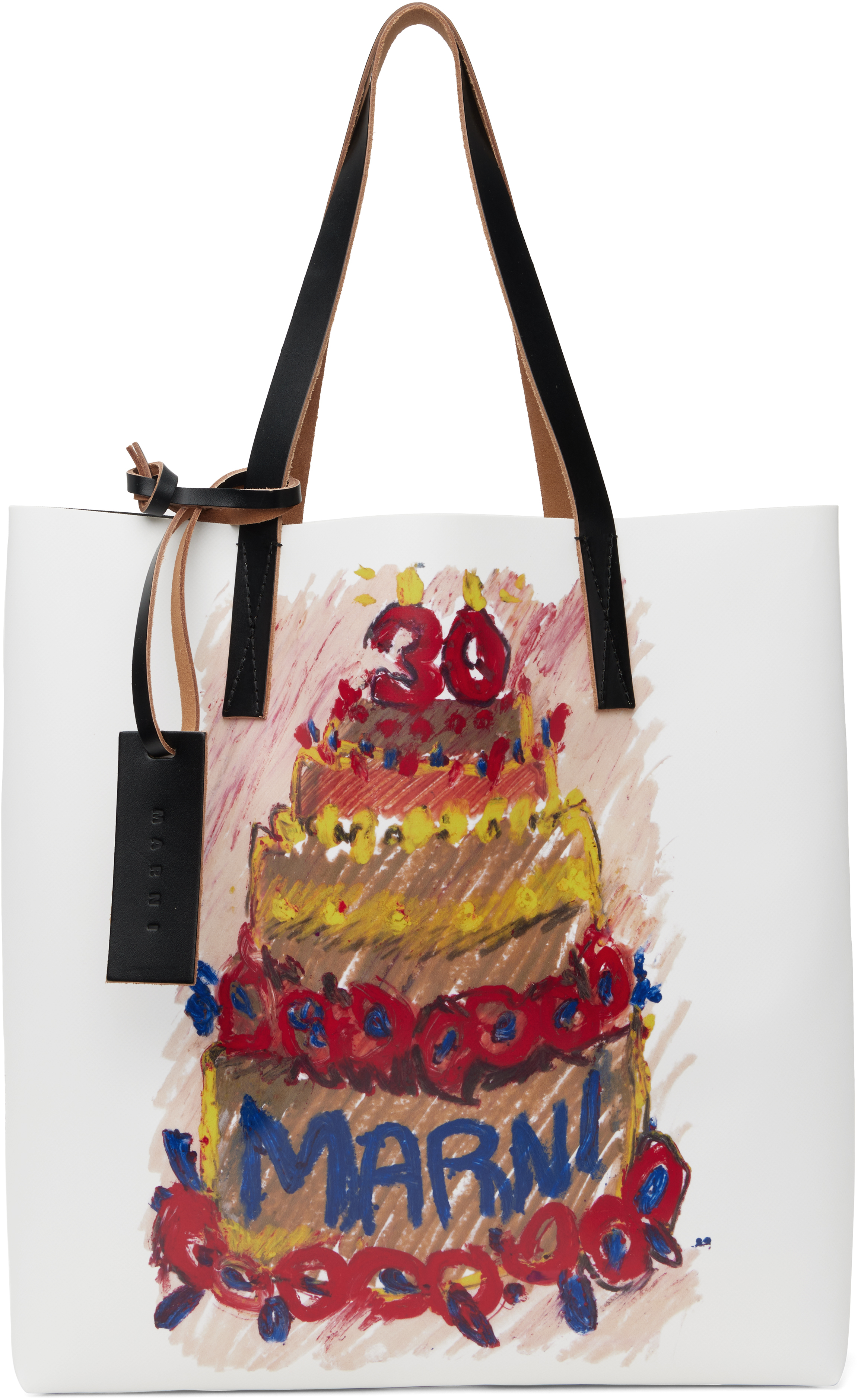 【MARNI】25SS Logo Two-Tone Tote Bag Marni Two-tone Canvas Shopping Bag - ShopStyle