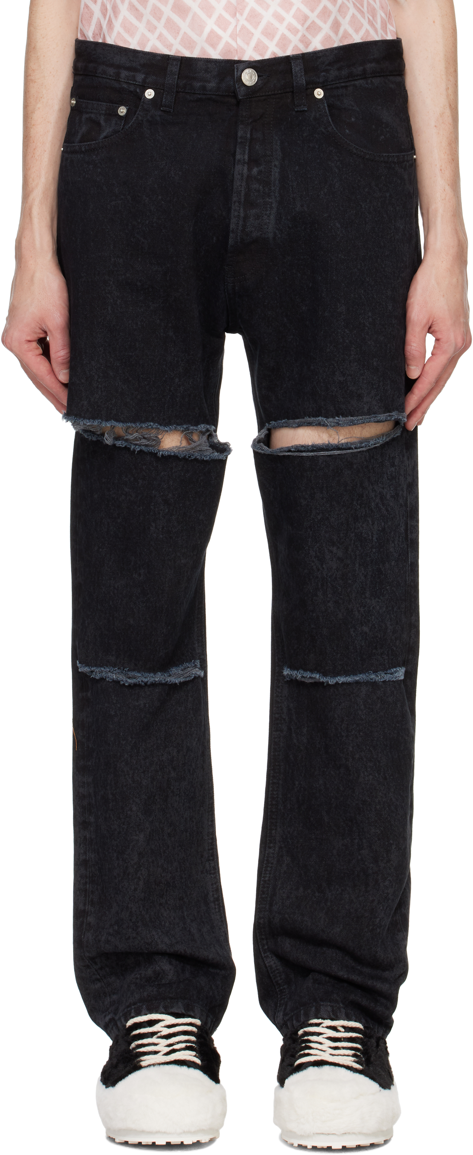 Black Marble-Dyed Jeans