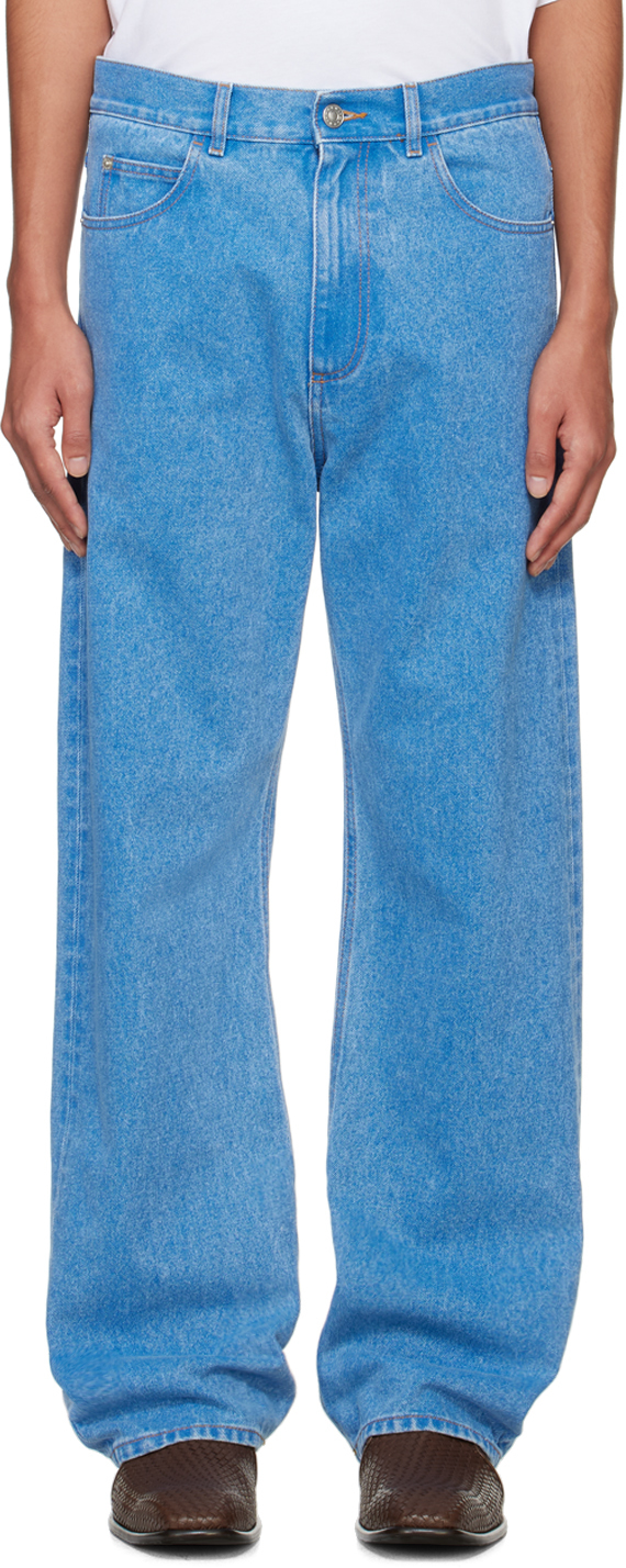 Shop Marni Blue Wide-leg Jeans In Bdb44 Cobalt