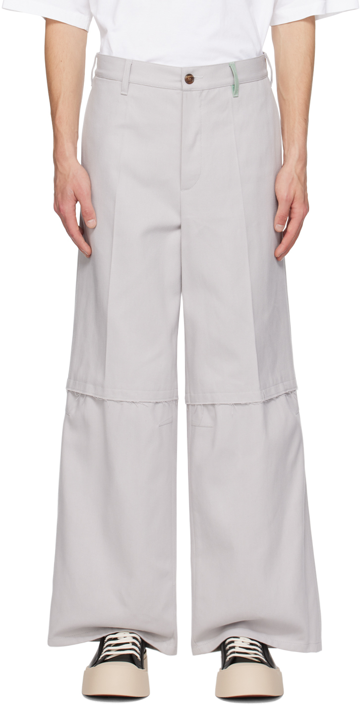 Shop Marni Gray Workwear Trousers In 00n15 Sodium