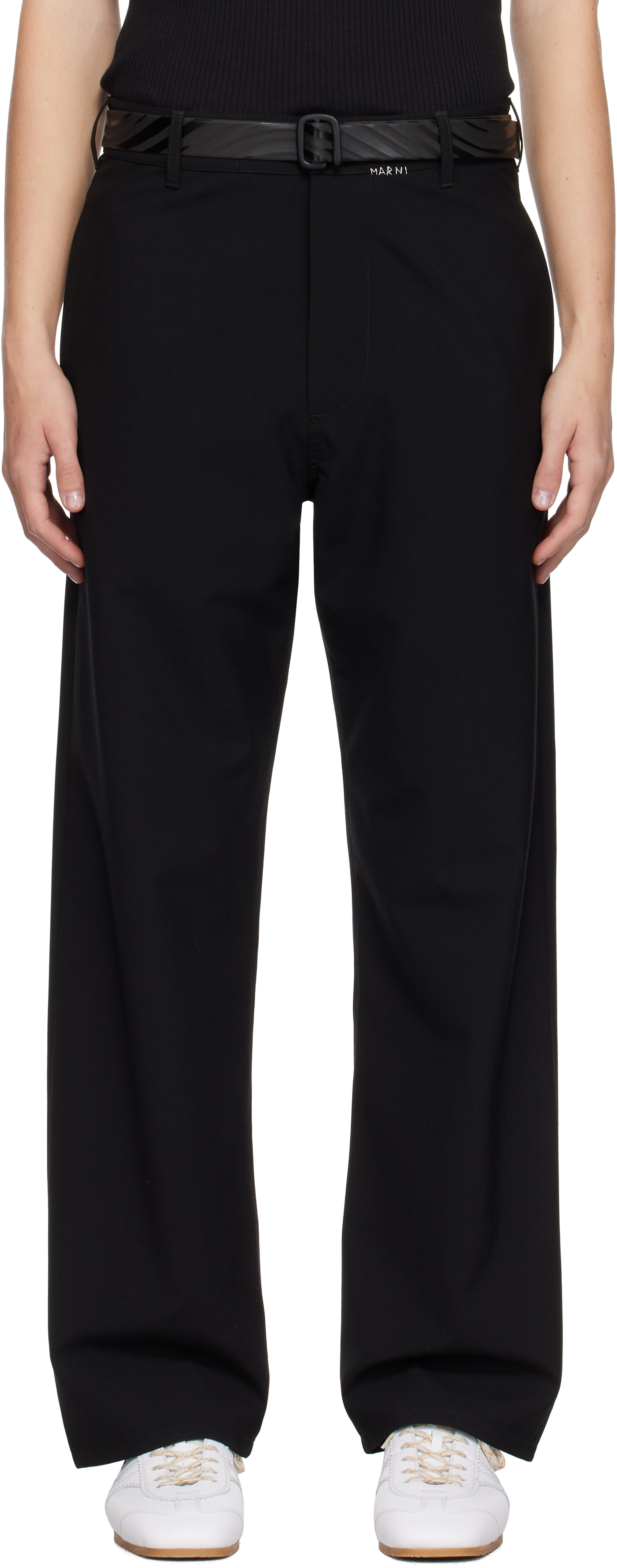 Black Wool Marni Mending Trousers