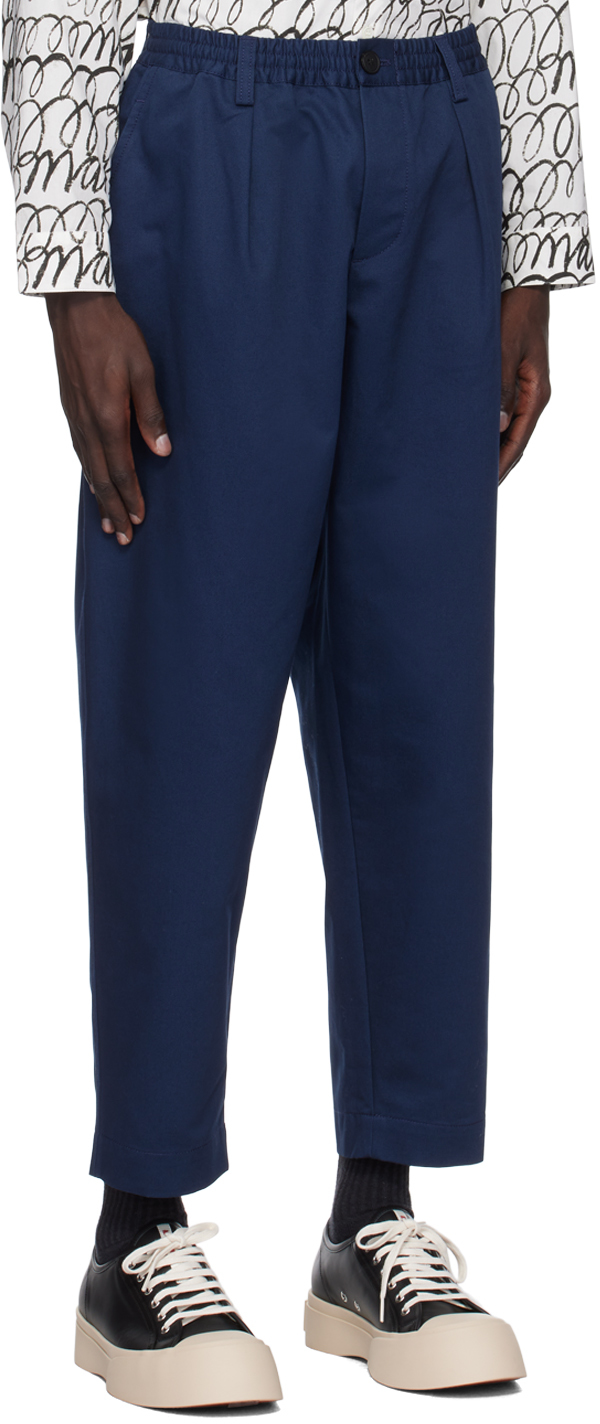 MARNI NAVY DRAWSTRING TROUSERS