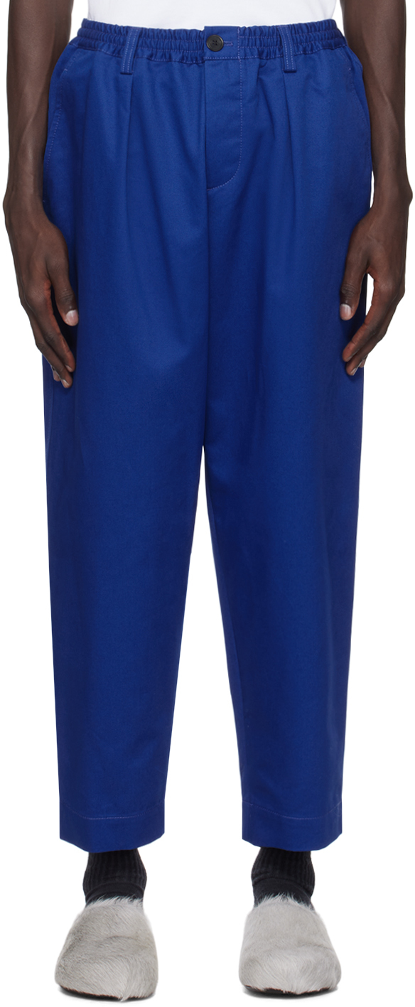 Shop Marni Blue Drawstring Trousers In 00b57 Mazarine Blue