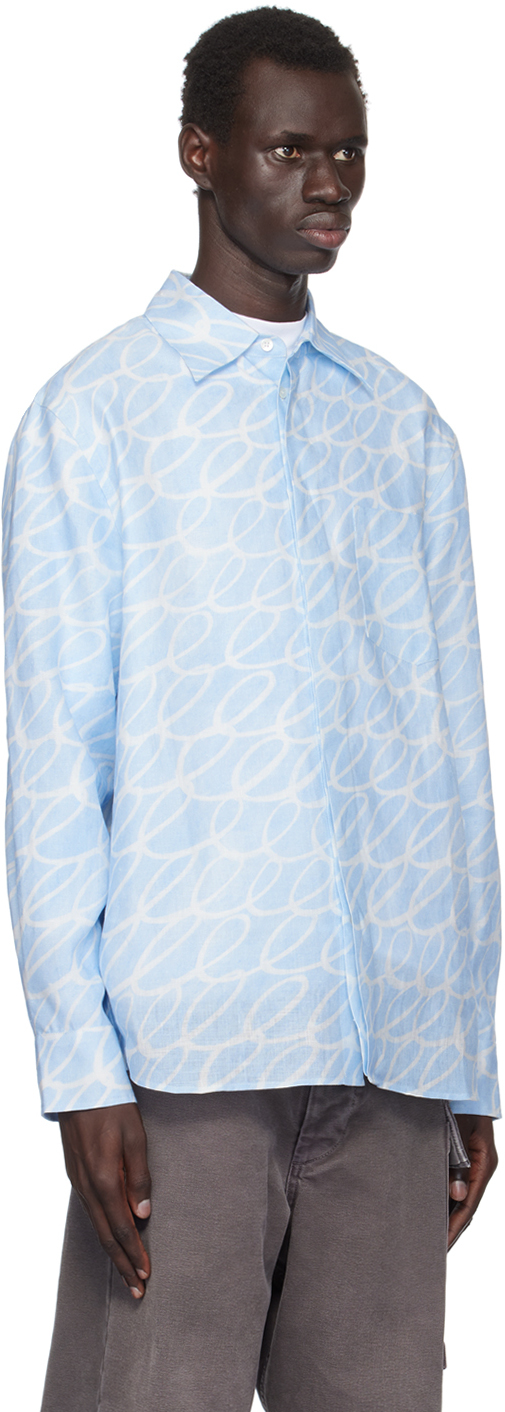 Marni Blue Scribble Motif Shirt In Ecb53 Blue Sodalite