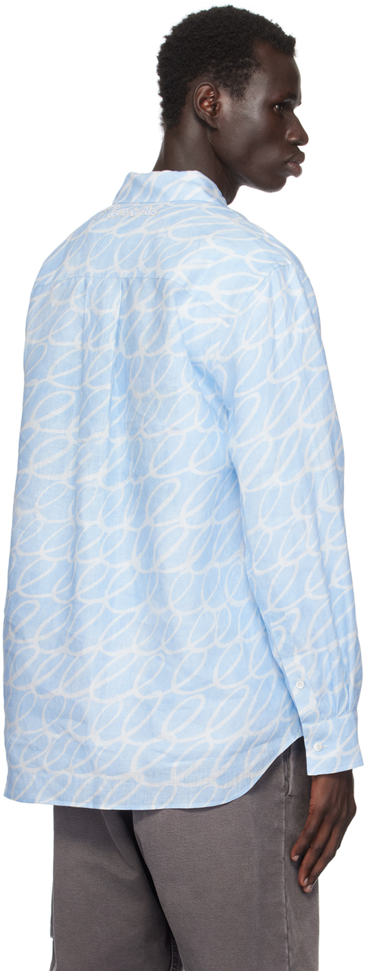 Marni Blue Scribble Motif Shirt In Ecb53 Blue Sodalite