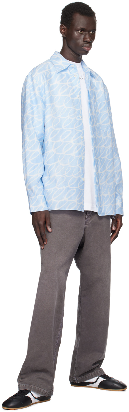 Marni Blue Scribble Motif Shirt In Ecb53 Blue Sodalite