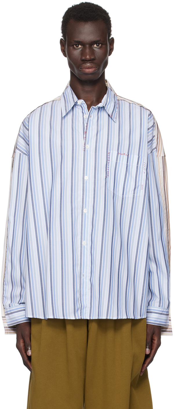 Shop Marni Blue & Pink Double Stripe Shirt In Stb47 Lake