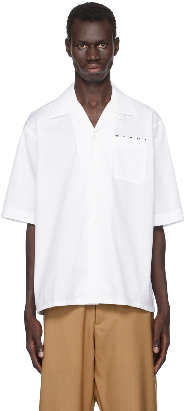 Shop Marni White Bowling Shirt In Low01 Lily White