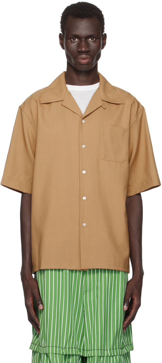 Marni: Brown Tropical Wool Shirt | SSENSE