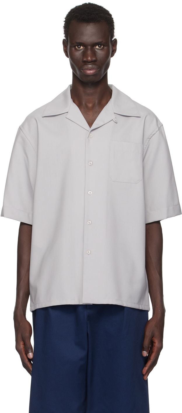 Shop Marni Gray Tropical Wool Shirt In 00n15 Sodium